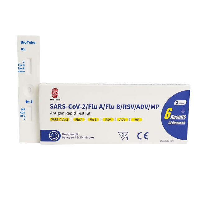 6 σε 1 κιτ ταχείας δοκιμής για Covid, γρίπη Α και Β, RSV, αδενοϊός, μυκόπλασμα πνευμονίας 